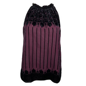 Max Studio Shirt Womens‎ XS Purple Black Velvet Floral Sleeveless Halter Pleated